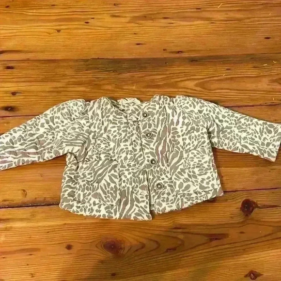 JESSICA SIMPSON SIZE 12M TAUPE & CREAM ANIMAL PRINT COTTON INFANT GIRLS JACKETS - Picture 1 of 5